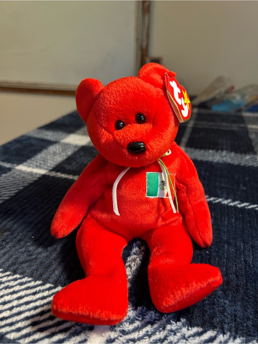 Ty Red Plush Bear ‘Osito’ with Mexico Flag Accent